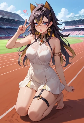 genshin impact,dehya_(genshin_impact),silk slip dress  - AI generated anime art