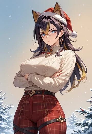 genshin impact,dehya_(genshin_impact),Christmas  - AI generated anime art