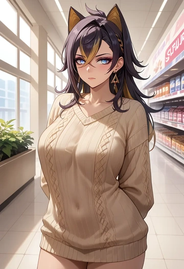 genshin impact,dehya_(genshin_impact),sweater  - AI generated anime art