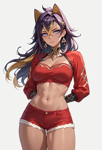 genshin impact,dehya_(genshin_impact),red velvet shorts  - AI generated anime art