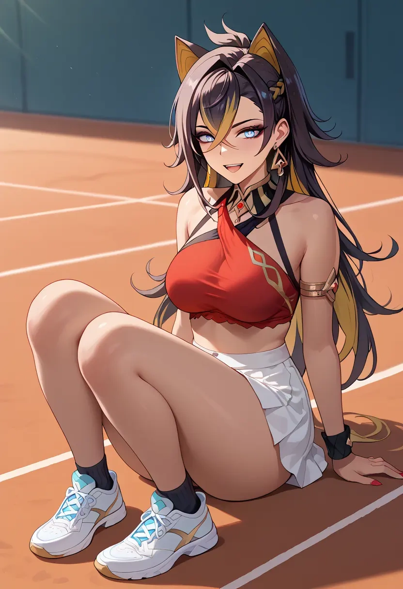 genshin impact,dehya_(genshin_impact),tennis skirt  - 