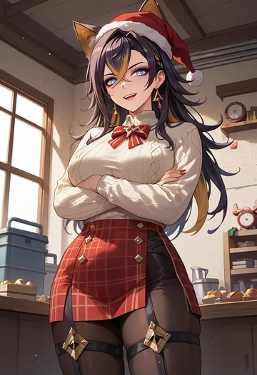 genshin impact,dehya_(genshin_impact),Christmas  - AI generated anime art