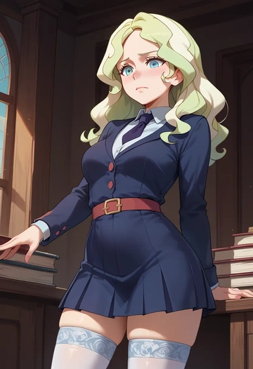 little_witch_academia,diana_cavendish,mini skirt,stockings  - AI generated anime art