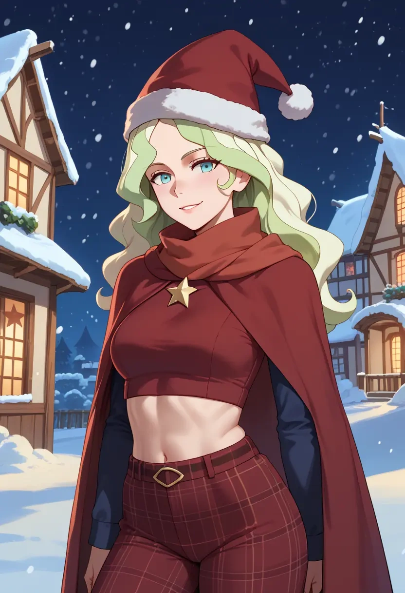 little_witch_academia,diana_cavendish,Christmas,plaid trousers  - 