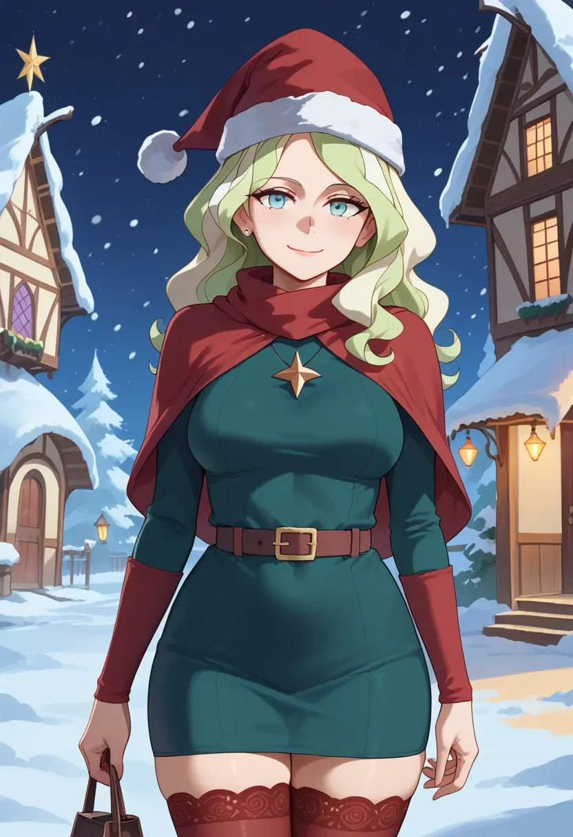 little_witch_academia,diana_cavendish,Christmas,sweater dress,stockings  - 