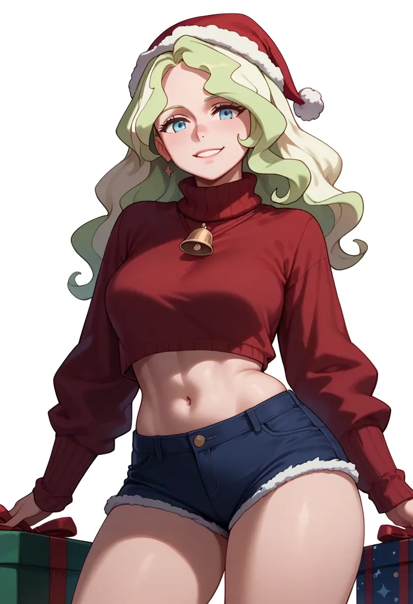 little_witch_academia,diana_cavendish,Christmas,red velvet shorts,turtleneck sweater  - 