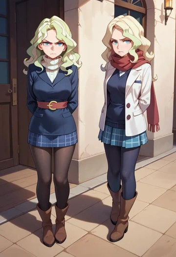 little_witch_academia,diana_cavendish,winter,student uniform,down jacket  - AI generated anime art