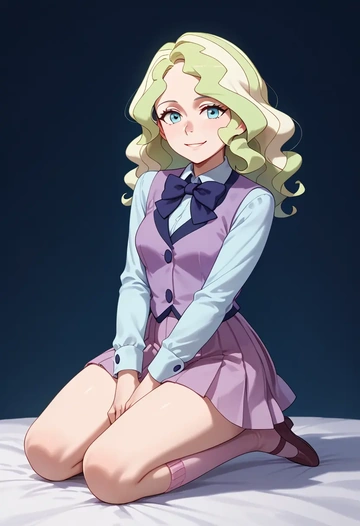 little_witch_academia,diana_cavendish,spring,student uniform,vest  - AI generated anime art