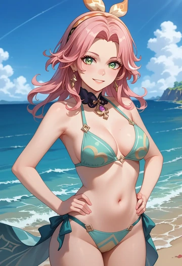 genshin_impact,diona_(genshin_impact),bikini,rainbow-colored,sexy  - AI generated anime art