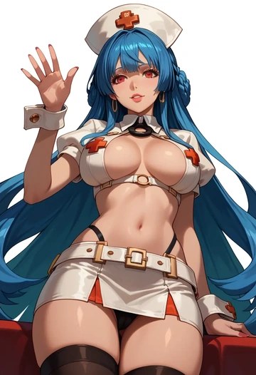 guilty_gear,dizzy_(guilty_gear),nurse pantyhose,mini skirt, sexy  - AI generated anime art