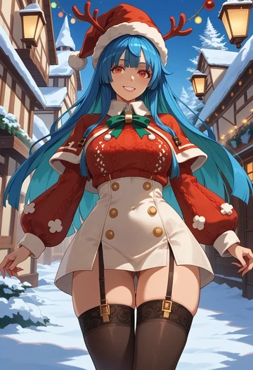 guilty_gear,dizzy_(guilty_gear),sweater,stockings,Thigh garters  - AI generated anime art