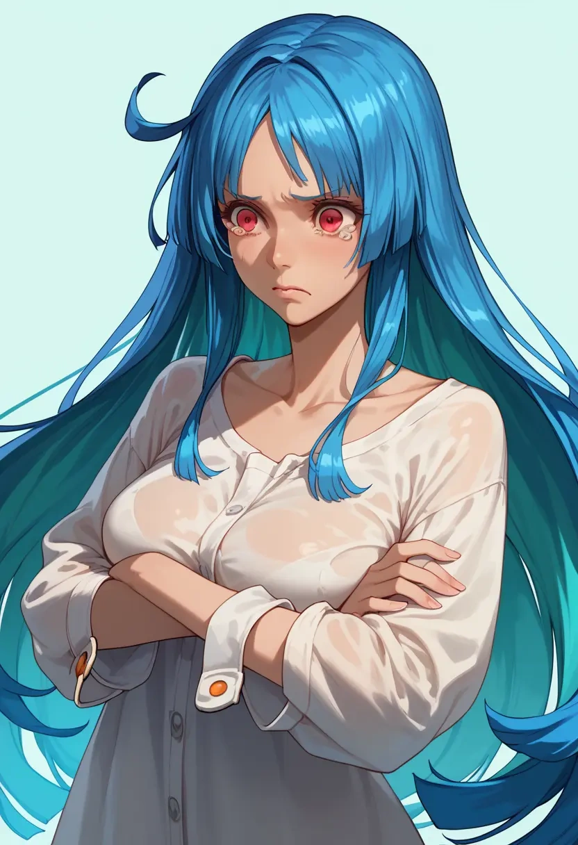 guilty_gear,dizzy_(guilty_gear),tie-dye shirt,dolphin shorts  - 