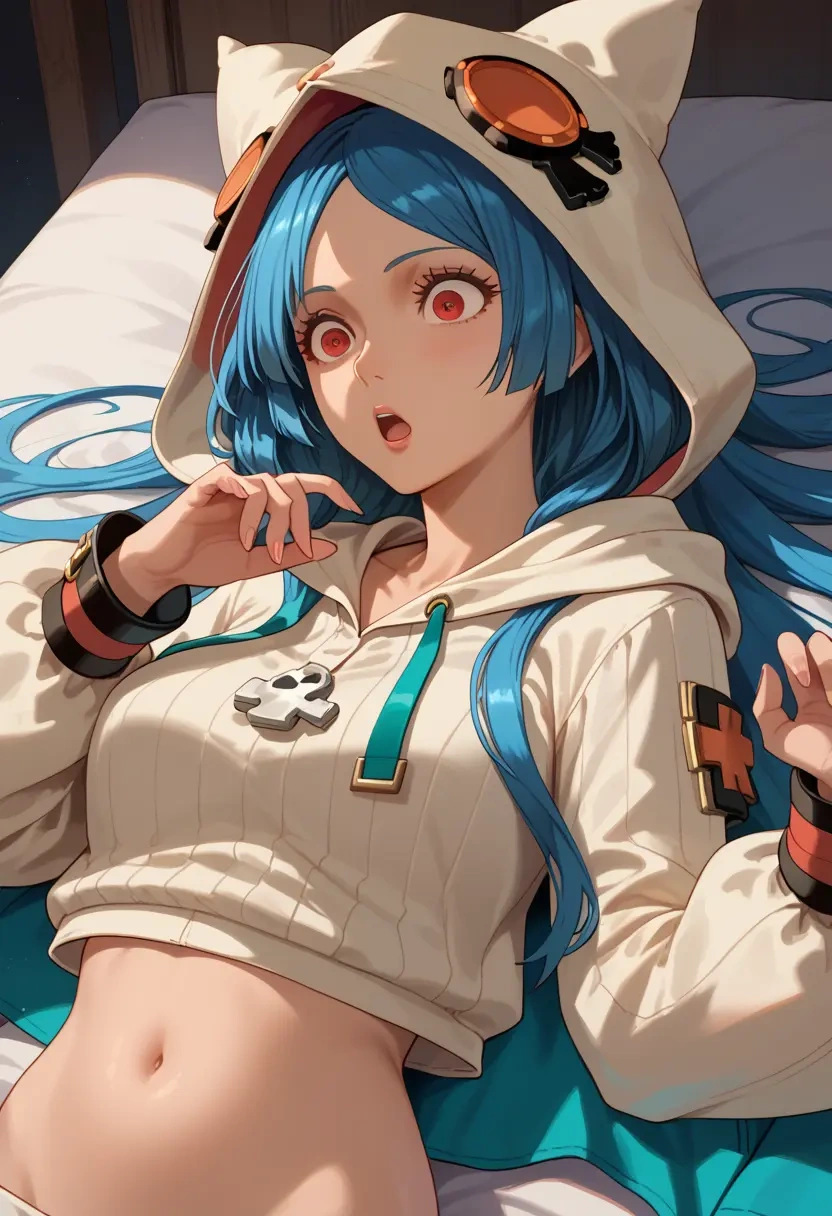 guilty_gear,dizzy_(guilty_gear),hoodie,cropped,high-waisted joggers  - 