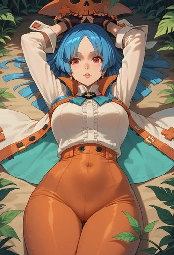 guilty_gear,dizzy_(guilty_gear),vest,quilted,jogger pants  - AI generated anime art