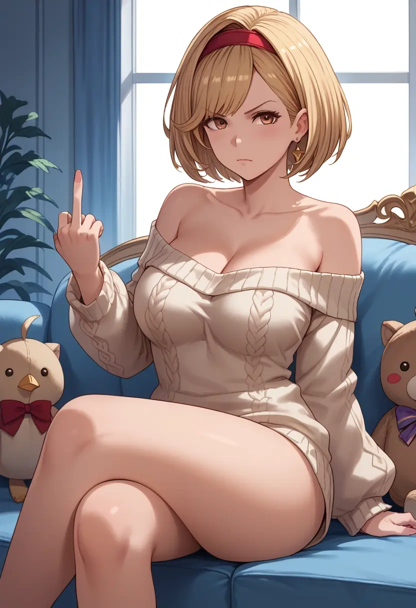 granblue_fantasy,djeeta_(granblue_fantasy),off-shoulder,sweater  - 