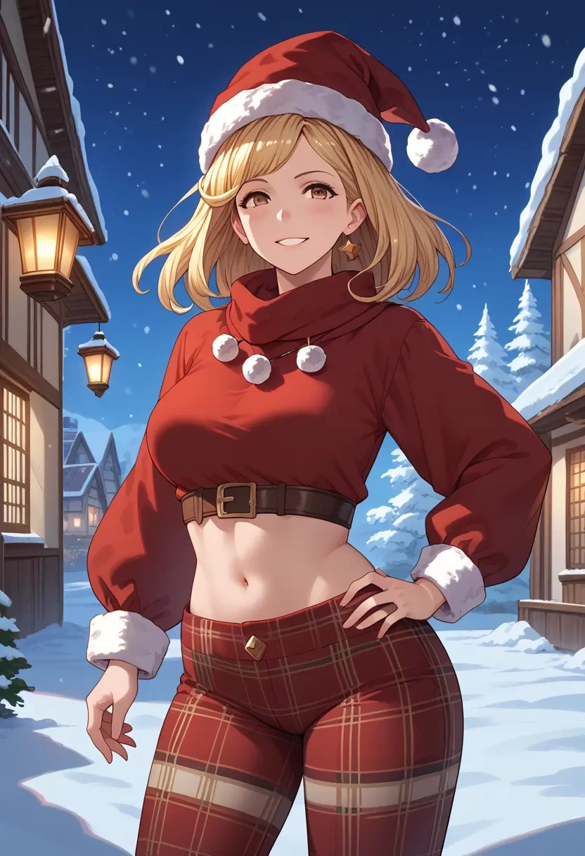 granblue_fantasy,djeeta_(granblue_fantasy),Christmas,plaid trousers  - 