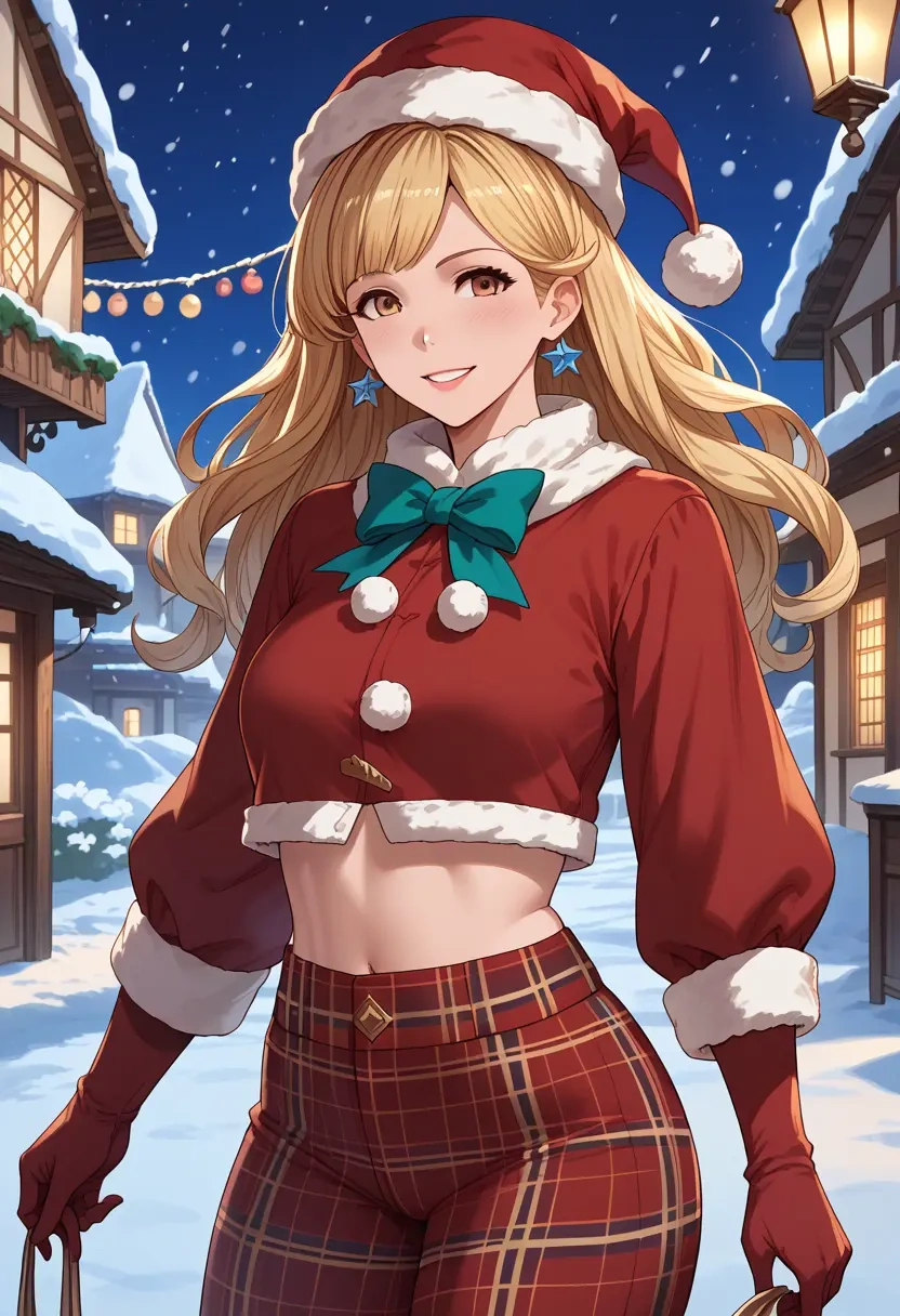 granblue_fantasy,djeeta_(granblue_fantasy),Christmas,plaid trousers  - 