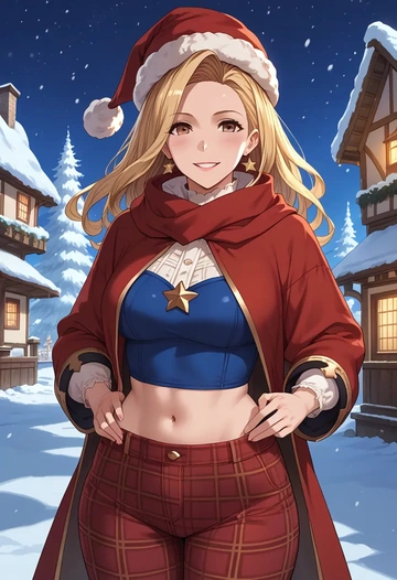 granblue_fantasy,djeeta_(granblue_fantasy),Christmas,plaid trousers  - AI generated anime art