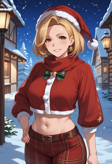 granblue_fantasy,djeeta_(granblue_fantasy),Christmas,plaid trousers  - AI generated anime art