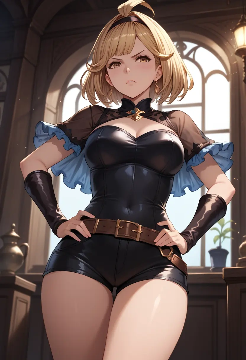 granblue_fantasy,djeeta_(granblue_fantasy),leather,shorts  - 