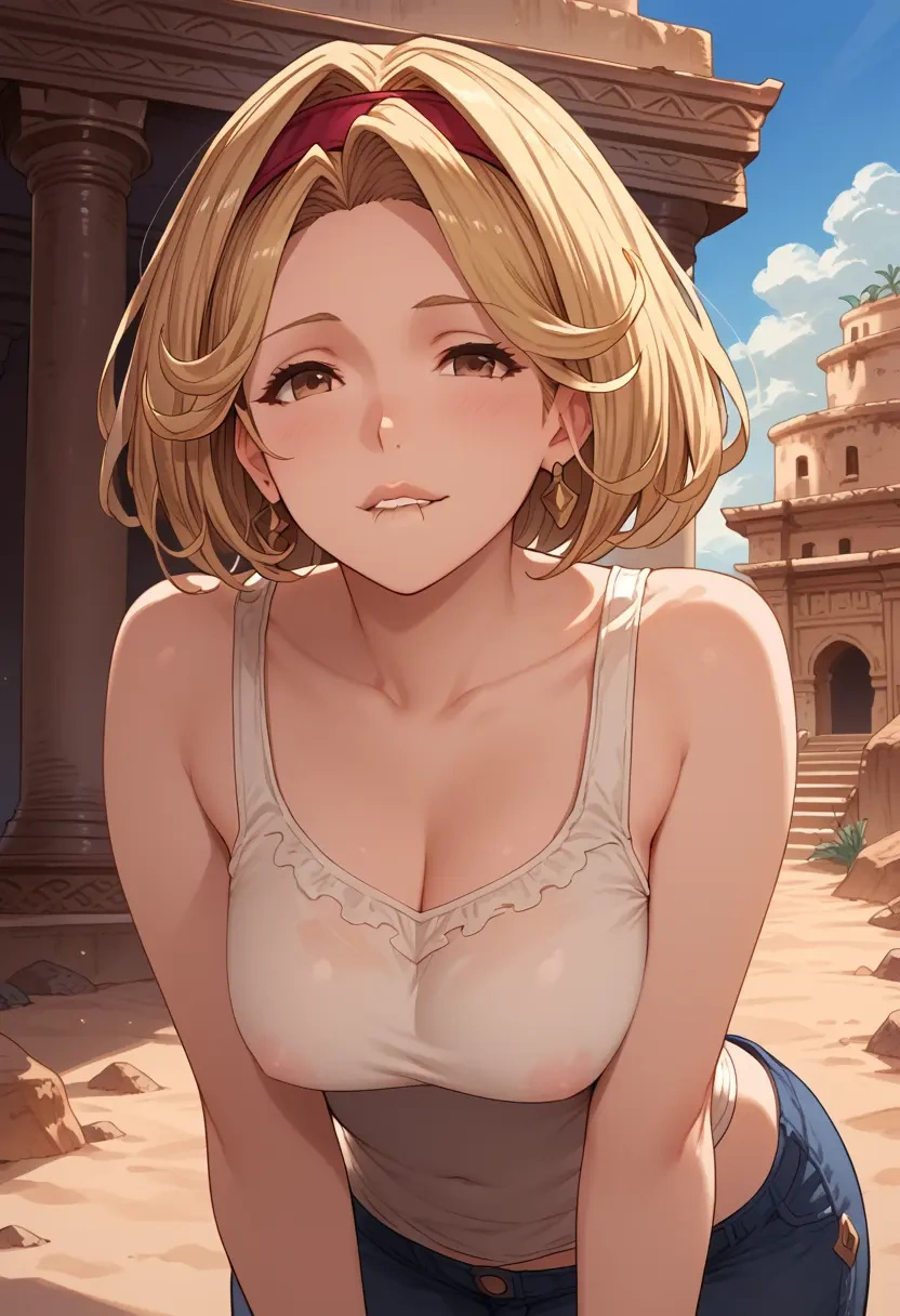 granblue_fantasy,djeeta_(granblue_fantasy),tank top,drawstring pants  - 