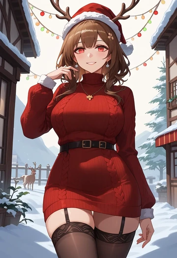 arknights,doctor_(arknights),sweater,stockings,Thigh garters  - AI generated anime art