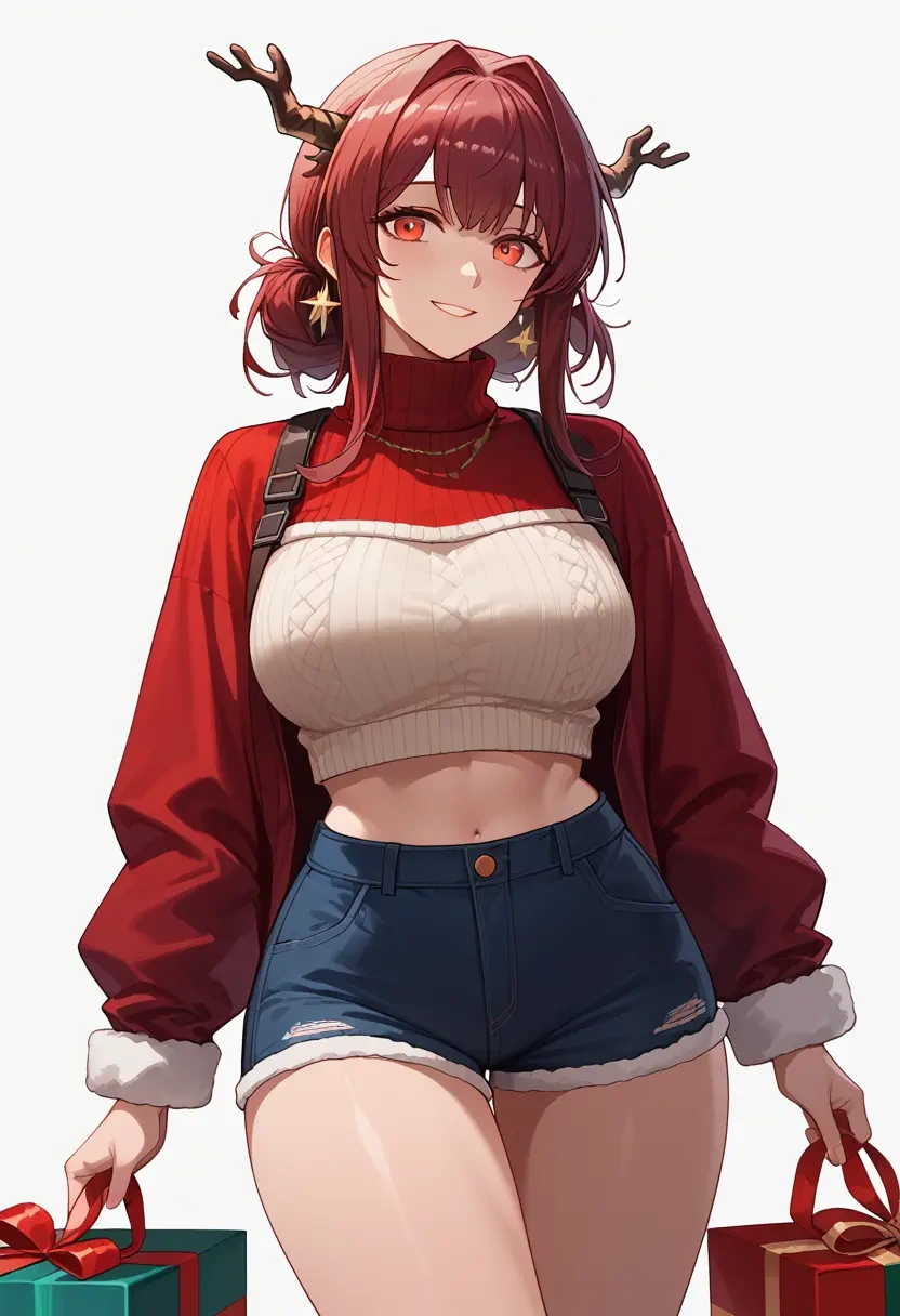 arknights,doctor_(arknights),Christmas,red velvet shorts,turtleneck sweater  - 