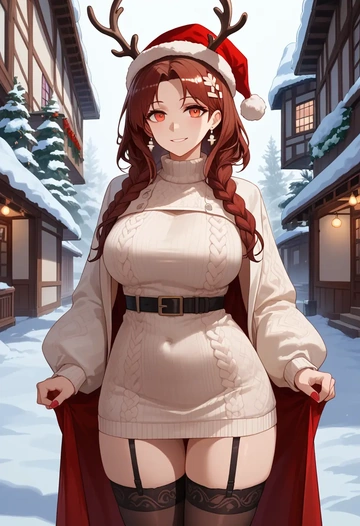 arknights,doctor_(arknights),sweater,stockings,Thigh garters  - AI generated anime art