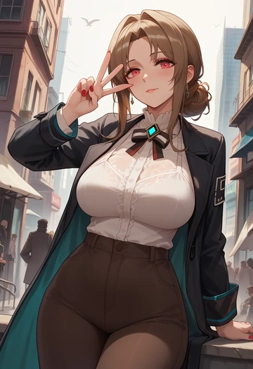 arknights,doctor_(arknights),pants,wide-leg,strappy top  - AI generated anime art