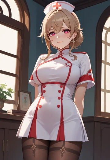 genshin_impact,dodoco_(genshin_impact),nurse, pantyhose,mini skirt  - AI generated anime art