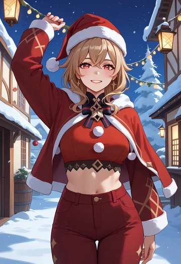 genshin_impact,dodoco_(genshin_impact),Christmas,plaid trousers  - AI generated anime art