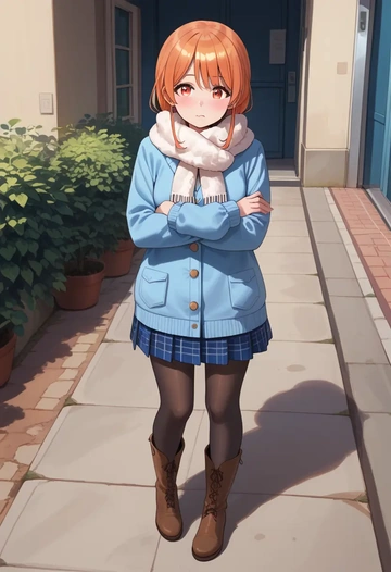 hololive,don-chan_(usada_pekora),winter,student uniform,down jacket  - AI generated anime art