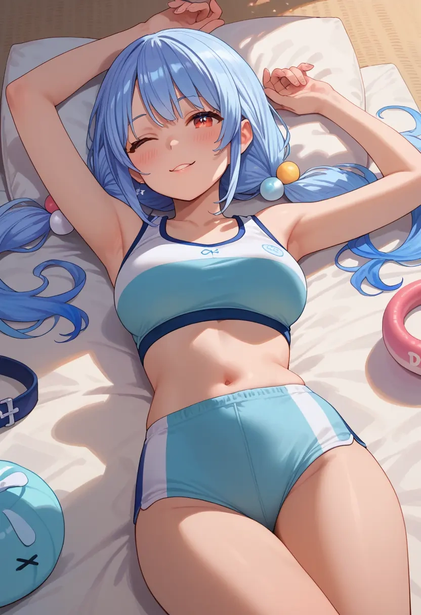 hololive,don-chan_(usada_pekora),tankini top,board shorts  - 