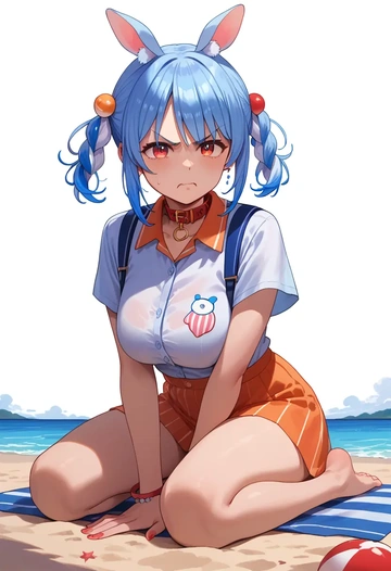 hololive,don-chan_(usada_pekora),polo shirt,tennis skirt  - AI generated anime art