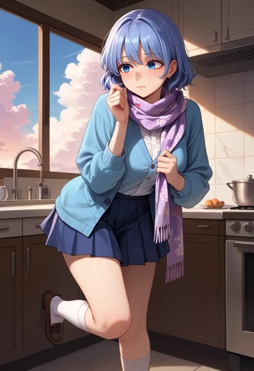 touhou,doremy_sweet,spring,student uniform,cardigan  - AI generated anime art