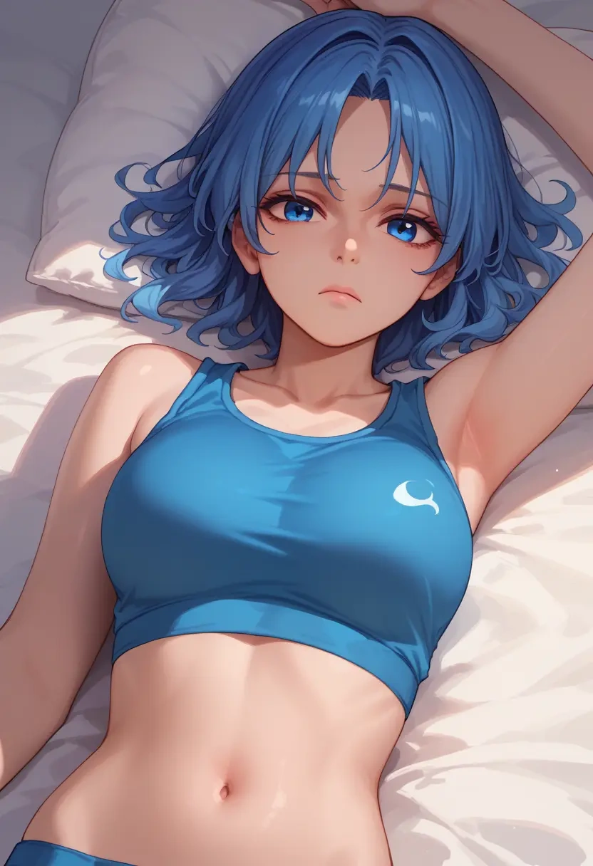 touhou,doremy_sweet,sports crop,high-waisted shorts  - 