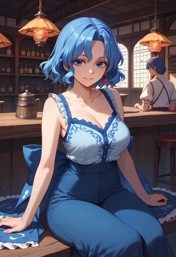 touhou,doremy_sweet,pants,wide-leg,strappy top  - AI generated anime art