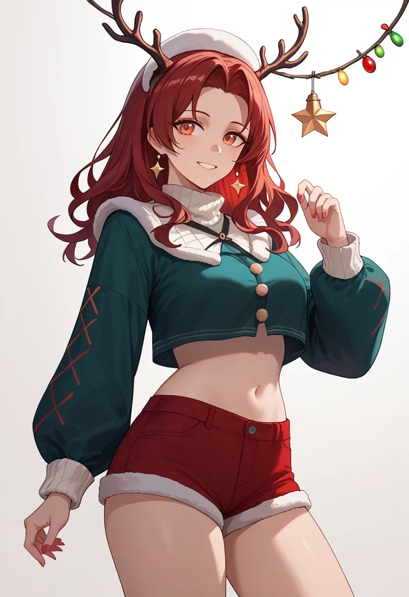 arknights,dusk_(arknights),Christmas,red velvet shorts  - 