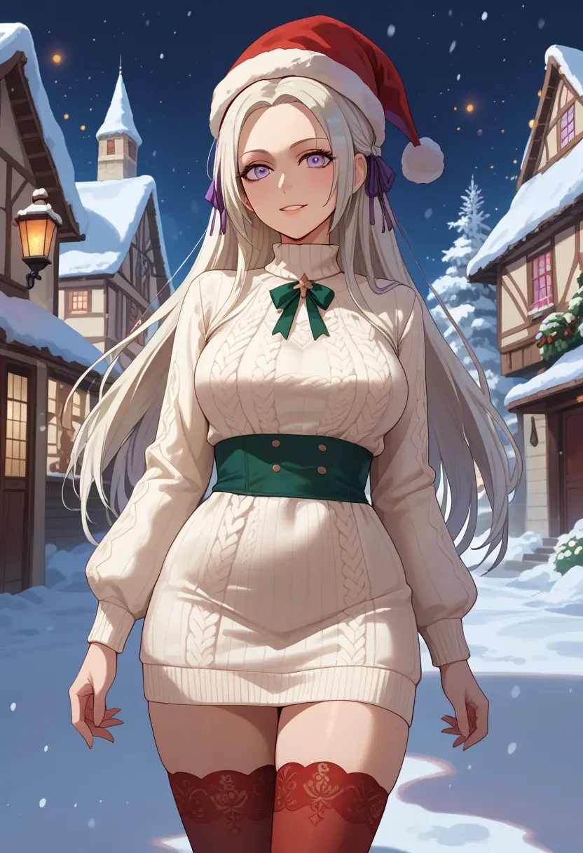 fire_emblem,edelgard_von_hresvelg,Christmas,sweater dress,stockings  - 