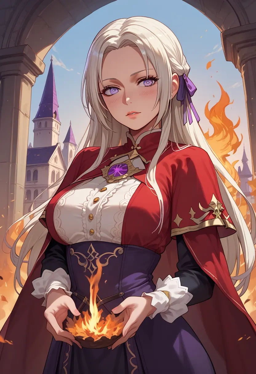 fire_emblem,edelgard_von_hresvelg,witch blouse,asymmetrical skirt,striped stockings  - 