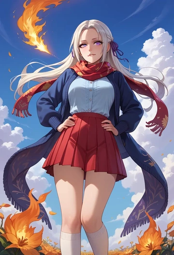 fire_emblem,edelgard_von_hresvelg,spring,student uniform,cardigan  - AI generated anime art