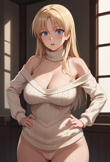 world_witches_series,eila_ilmatar_juutilainen,thong,sweater,sexy  - AI generated anime art