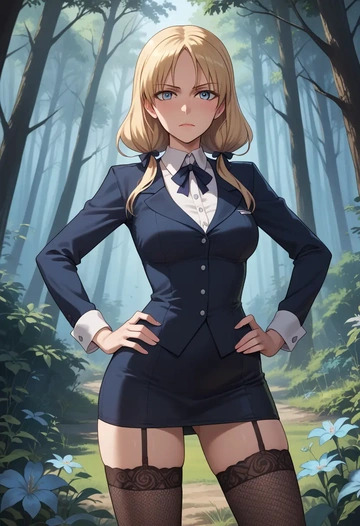 world_witches_series,eila_ilmatar_juutilainen,secretary,stockings,sexy, panties  - AI generated anime art