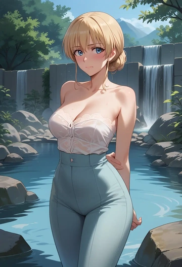 world_witches_series,eila_ilmatar_juutilainen,pants,wide-leg,strappy top  - AI generated anime art