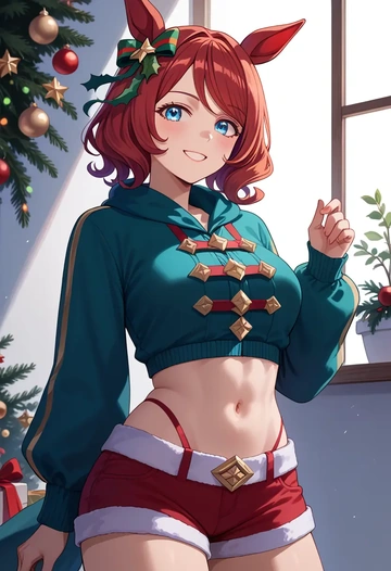 umamusume,eishin_flash_(umamusume),Christmas,red velvet shorts  - AI generated anime art