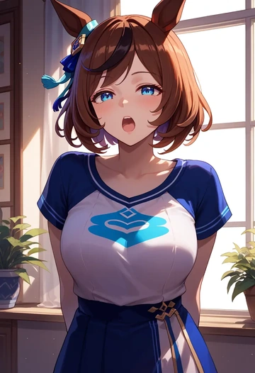 umamusume,eishin_flash_(umamusume),pop art shirt,dolphin shorts  - AI generated anime art