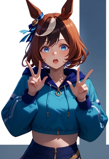 umamusume,eishin_flash_(umamusume),crop hoodie,shorts  - AI generated anime art