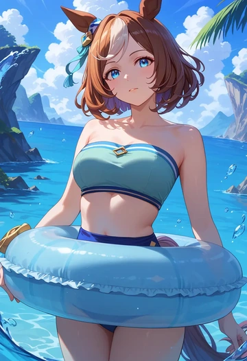 umamusume,eishin_flash_(umamusume),tube top,jogger shorts  - AI generated anime art