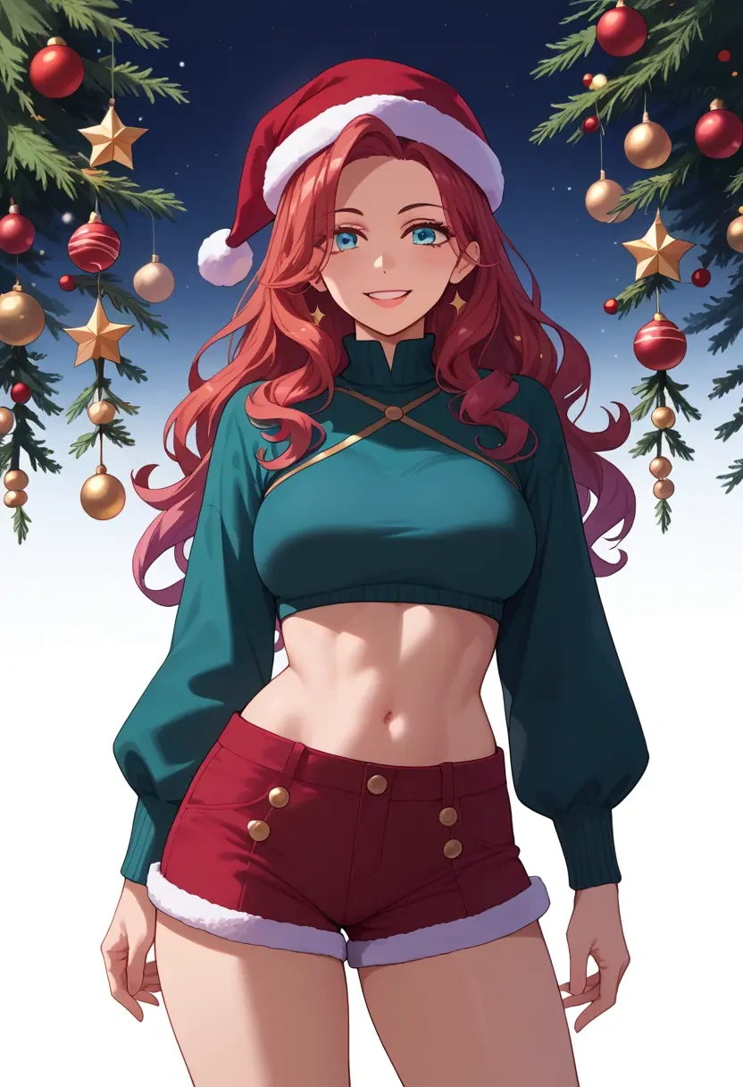 majo_no_tabitabi,elaina_(majo_no_tabitabi),Christmas,red velvet shorts  - 