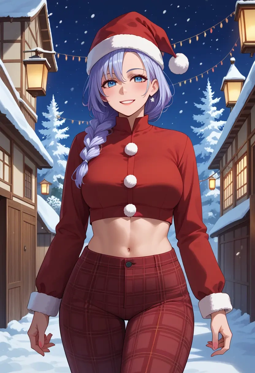 majo_no_tabitabi,elaina_(majo_no_tabitabi),Christmas,plaid trousers  - 